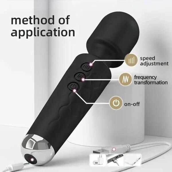 Descubre el Vibrador AV Wand Impermeable Recargable de 20 Velocidades - Imagen 3