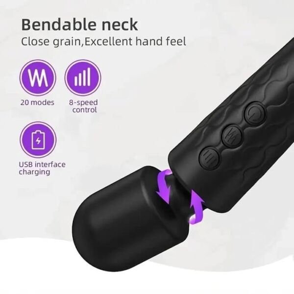 Descubre el Vibrador AV Wand Impermeable Recargable de 20 Velocidades - Imagen 5