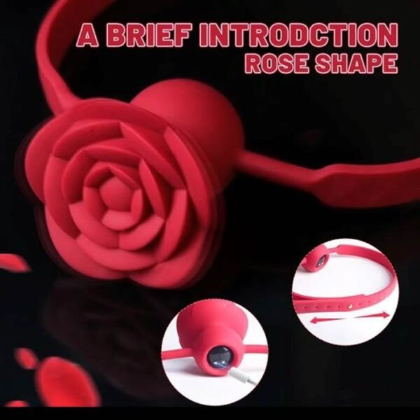 Rose Mouth Gag Ball Bdsm Rose Vibrador - Imagen 6
